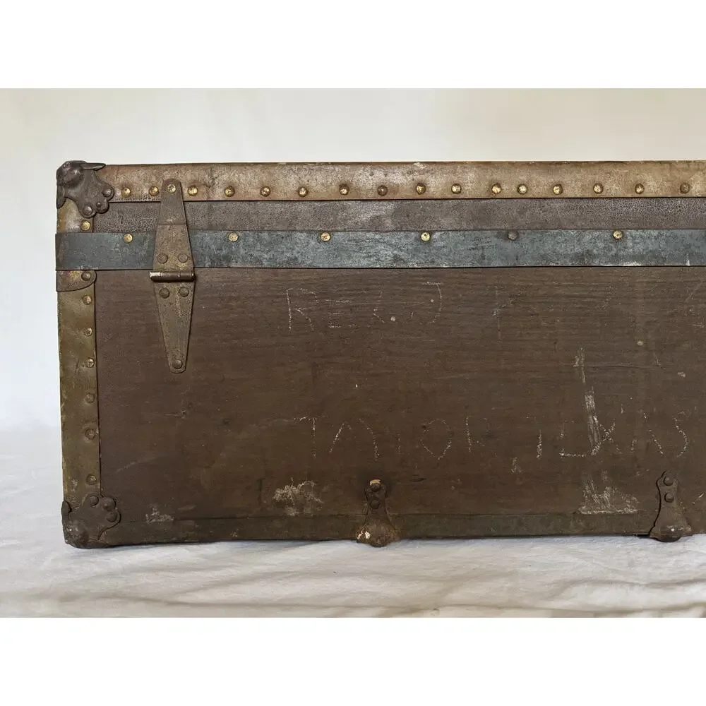 Antique 1928 Footlocker Trunk Named WWII Army Camp Beale Baylor Football Texas